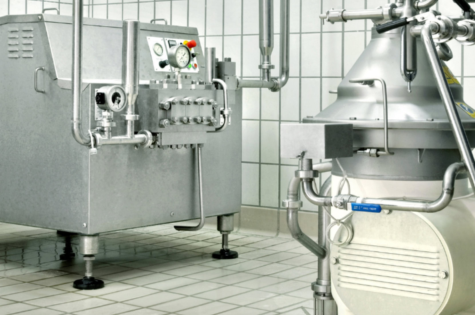Homogenizer photographed in clean tile room.