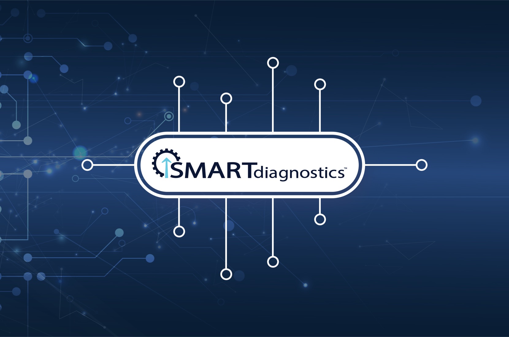 SMARTdiagnostics image showing the brand name in a stylized oval box surrounded by nodes.