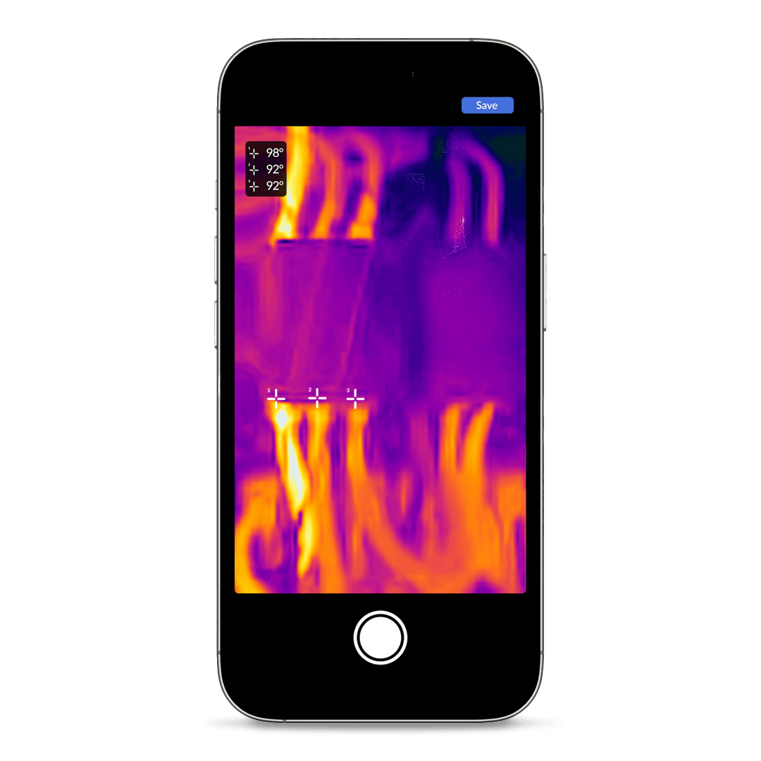 Smart phone showing FLIR diagnostics.
